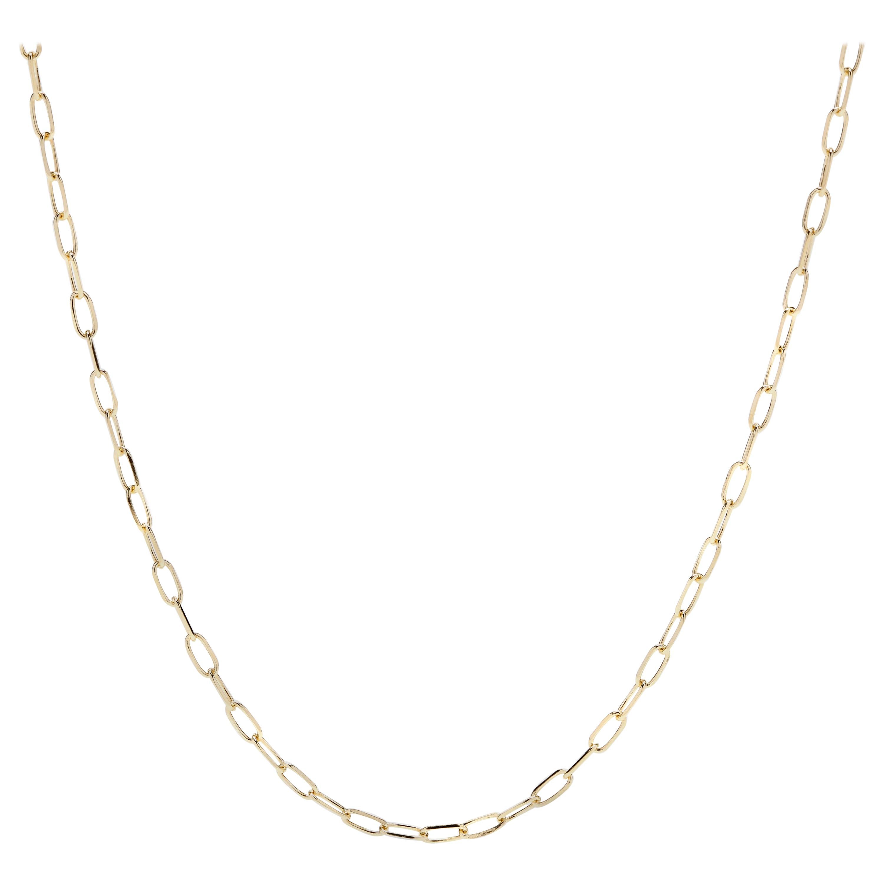 18 inch - Italian 14 Karat Yellow Gold Small Paperclip Chain Necklace- Trendy