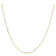 Italian 14 Karat Yellow Gold Small Paperclip Chain Necklace, Trendy