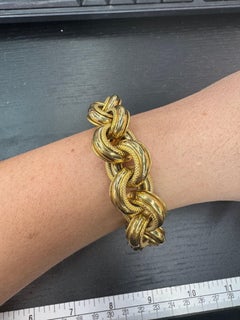 Pulsera de eslabones italiana de oro amarillo de 14 quilates con textura y pulido intenso 27,3 gramos