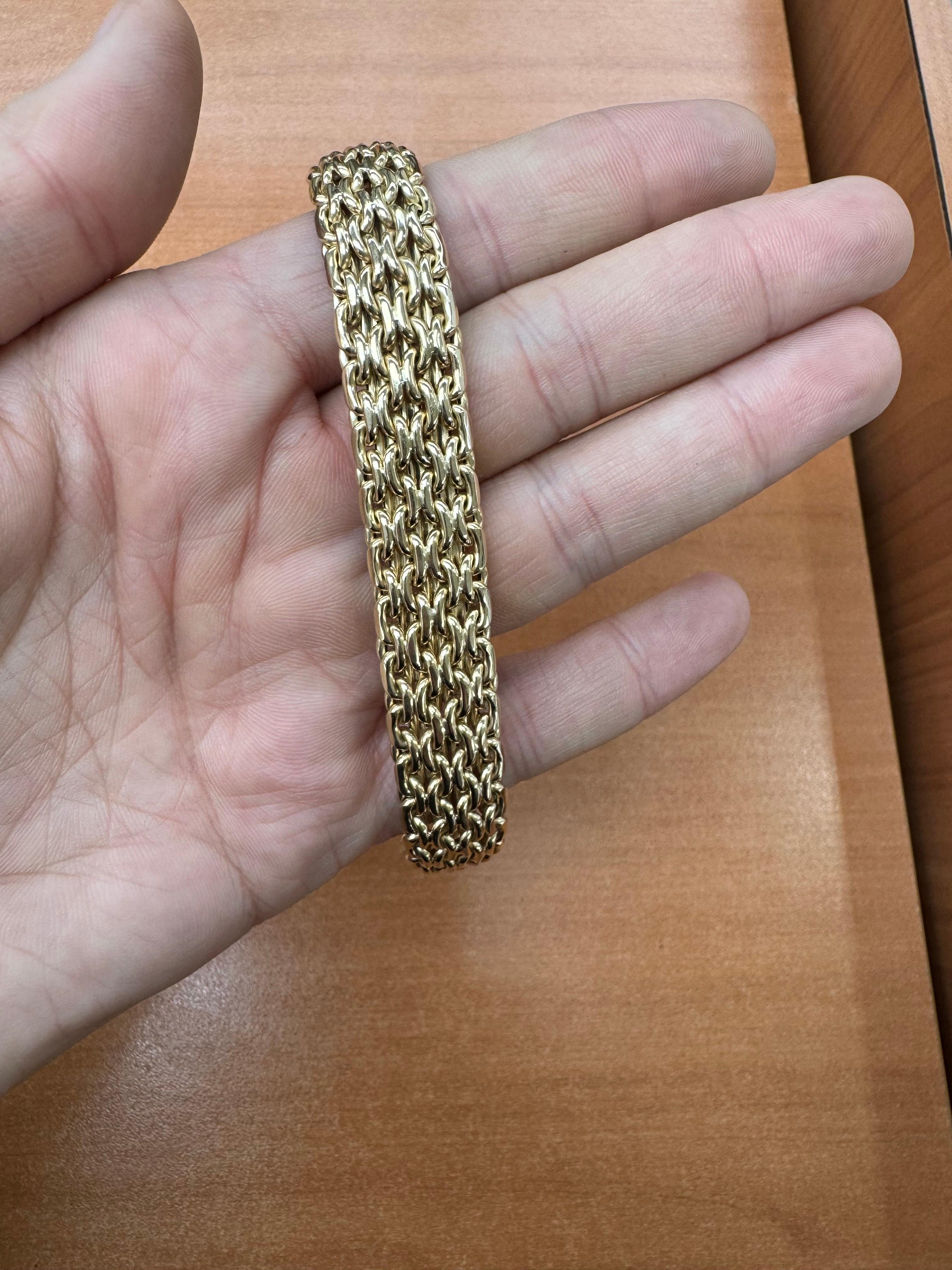Italian 14 Karat Yellow Gold Woven Link Bracelet 15.9 Grams 7.25 Inches For Sale 1