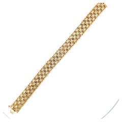 Italienisches gewebtes Gliederarmband aus 14 Karat Gelbgold 15,9 Gramm 7,25 Zoll