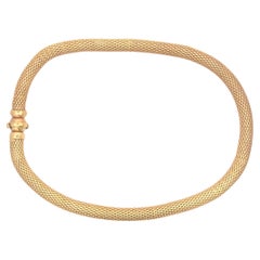Italian 14 Karat Yellow Gold Woven Tube Necklace 34.5 Grams 17 Inches