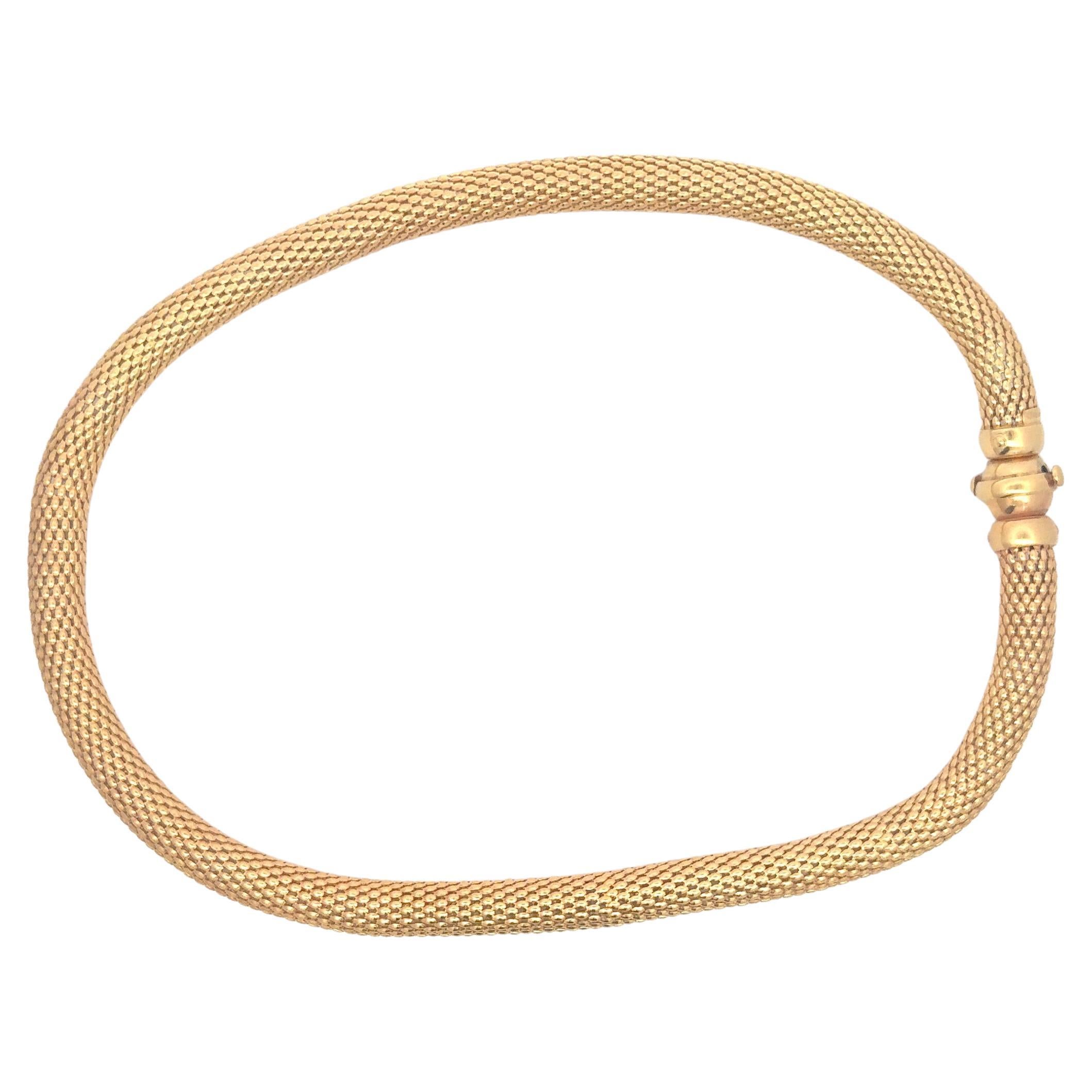 Contemporary Italian 14 Karat Yellow Gold Woven Tube Necklace 34.5 Grams 17 Inches For Sale