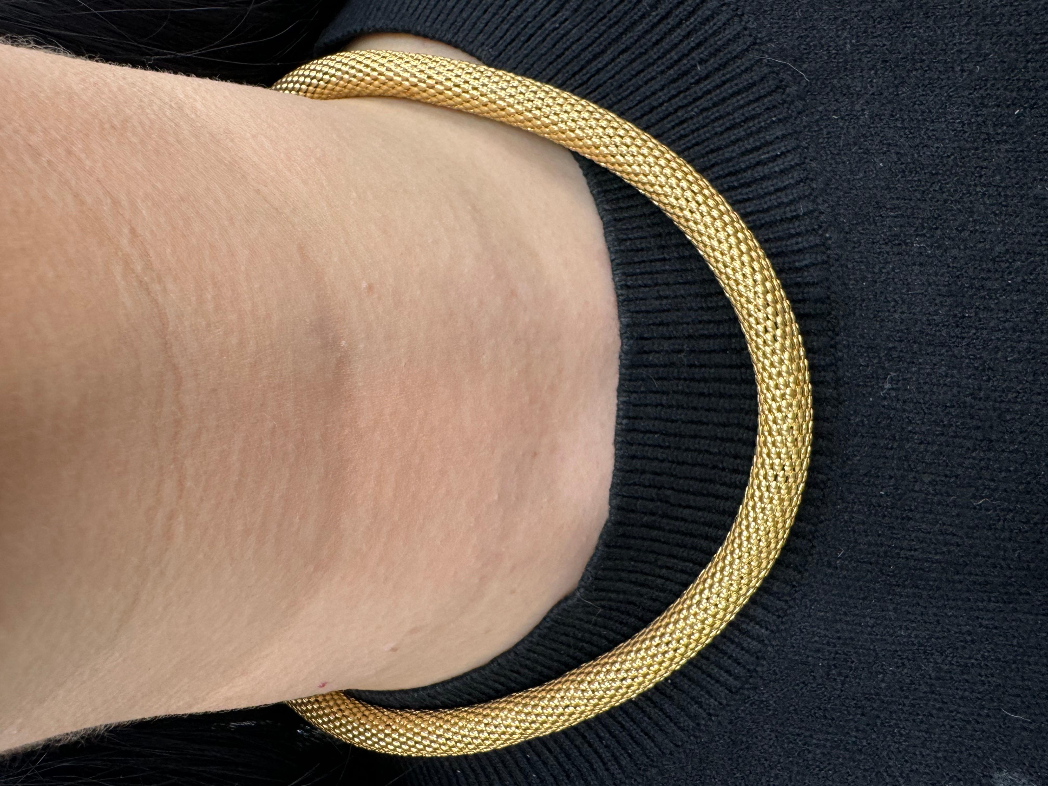 Italian 14 Karat Yellow Gold Woven Tube Necklace 34.5 Grams 17 Inches For Sale 2