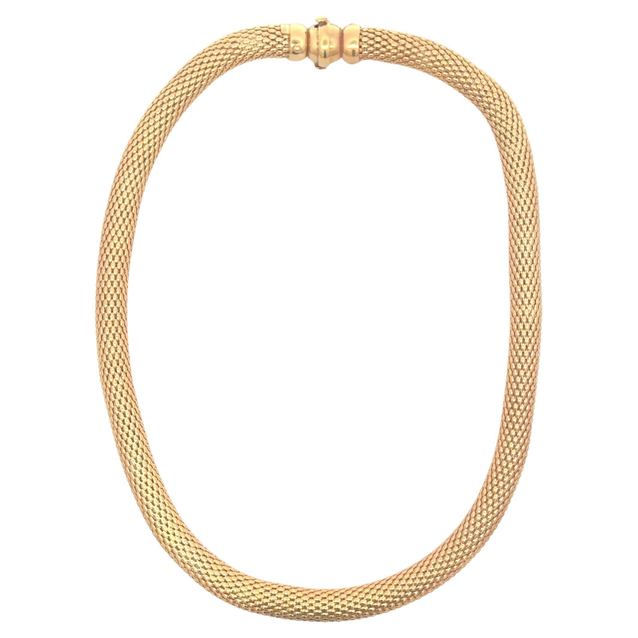 Italian 14 Karat Yellow Gold Woven Tube Necklace 34.5 Grams 17 Inches