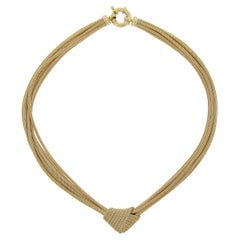 Collar italiano de oro de 14k de 17" con cadena de eslabones de malla de trigo de varias vueltas Centro del nudo