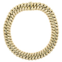 Italian 14K Gold 17" Tightly Knit Interlocking Wide Choker Link Chain Necklace