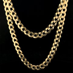 Italian 14k Gold 24" Long Cuban Curb Link Chain Necklace w/ Lobster Claw Clasp