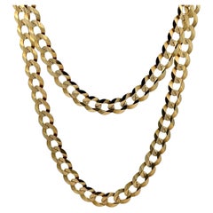 Italian 14k Gold 24" Long Cuban Curb Link Chain Necklace w/ Lobster Claw Clasp