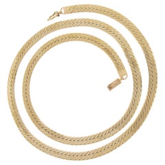 Italian 14k Gold 7mm 30" Polished Fancy Flat Herringbone Link Chain Necklace