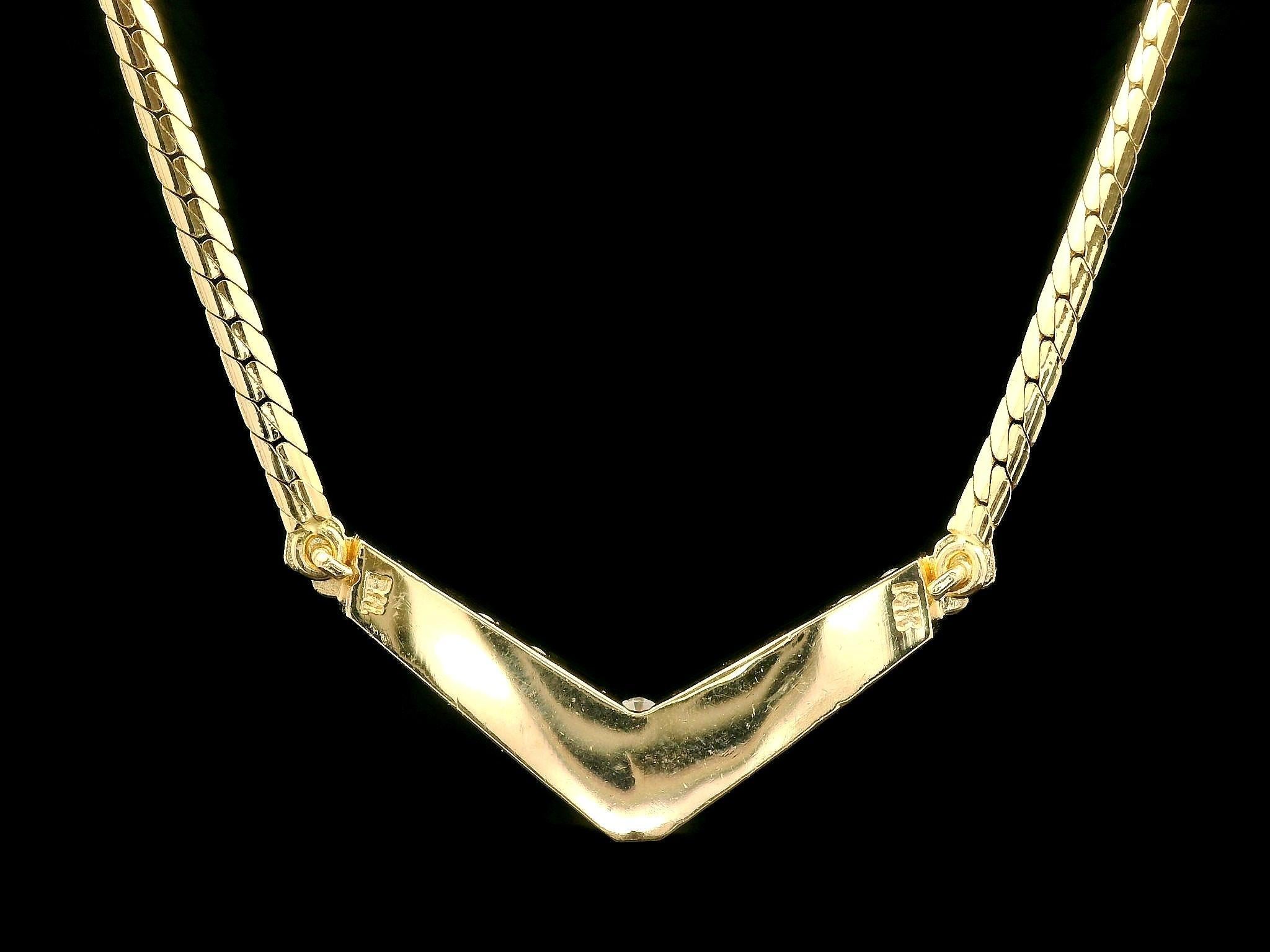 Collana italiana in oro 14k con diamanti a canale da 0,80 carati e centro V.I.I. su maglia piatta a S in vendita 4