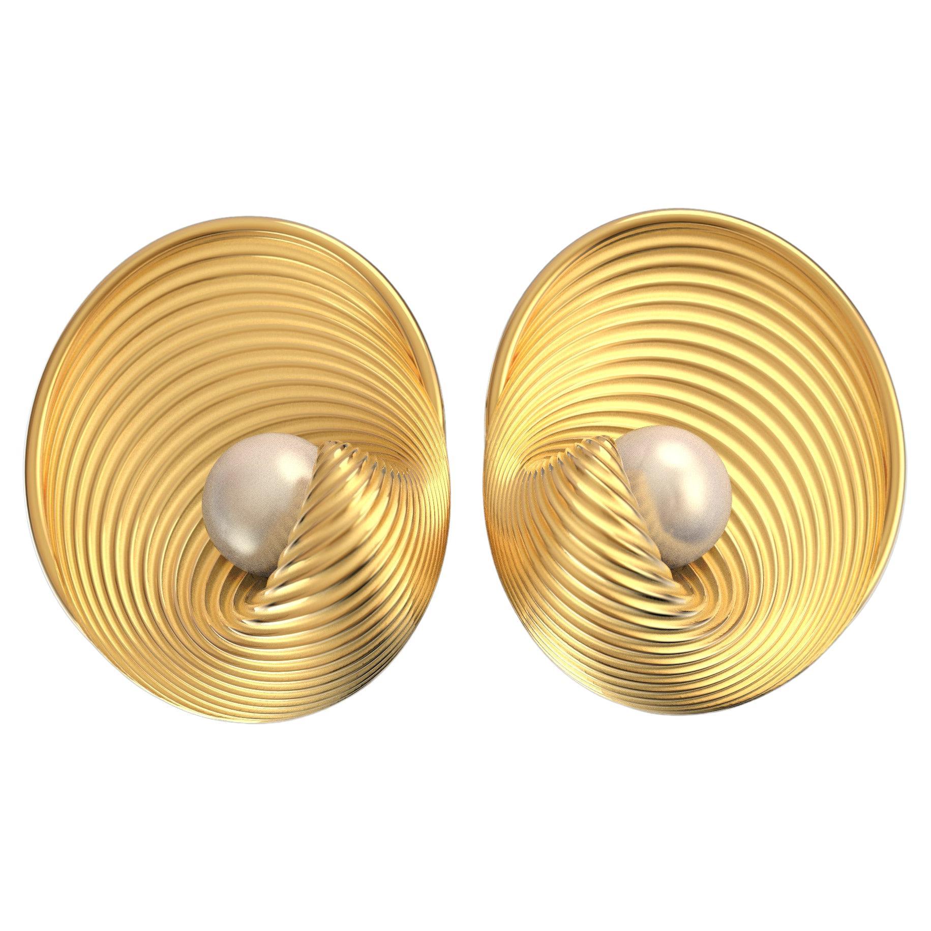 Italian 14k Gold Akoya Pearl Earrings Made in Italy by  Oltremare Gioielli In New Condition For Sale In Camisano Vicentino, VI