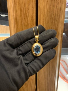 14k Gold Blauer Topas-Anhänger