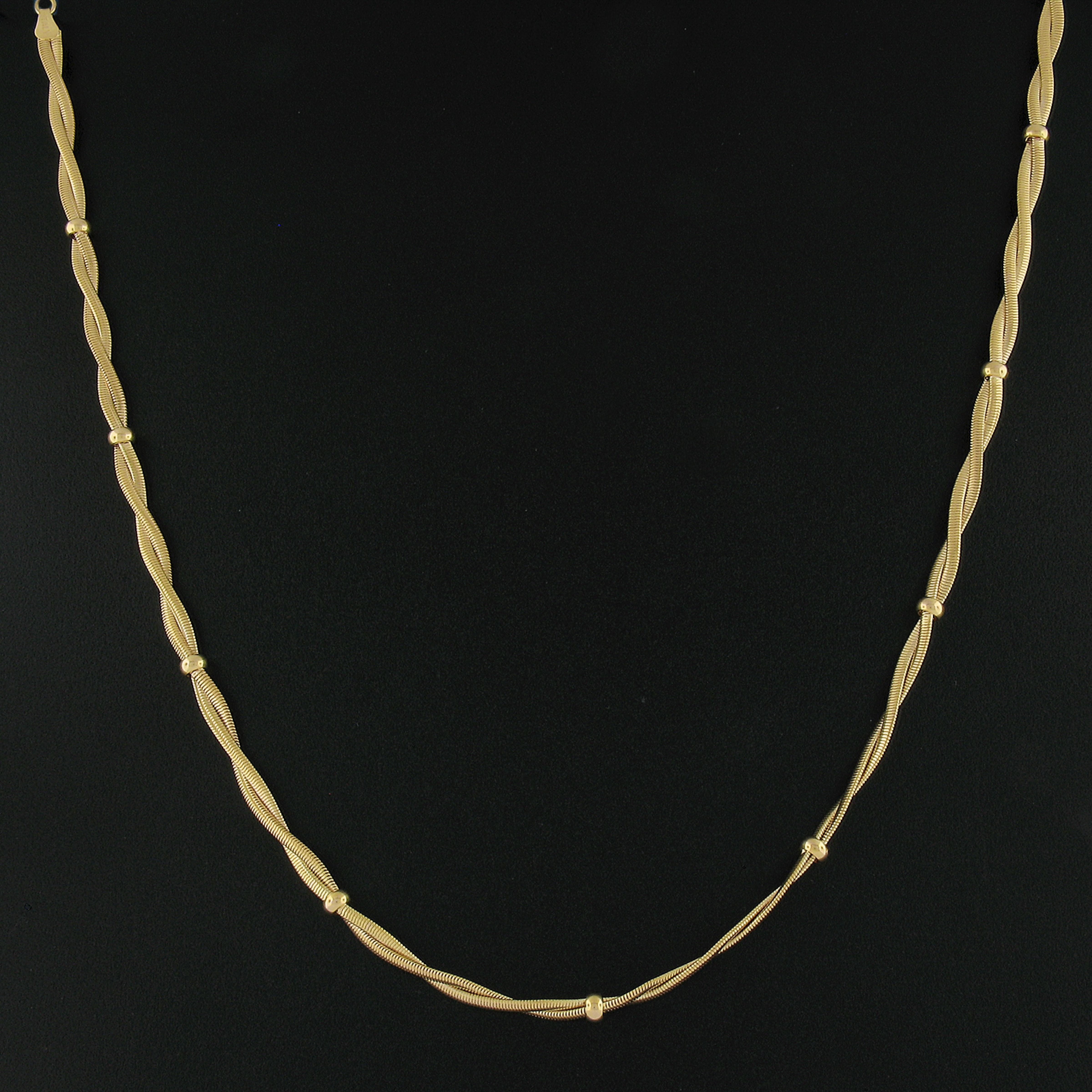 Italienische 14k Gold geflochtene Schlange Link Kette Halskette mit polierten Abschnitten im Zustand „Hervorragend“ in Montclair, NJ