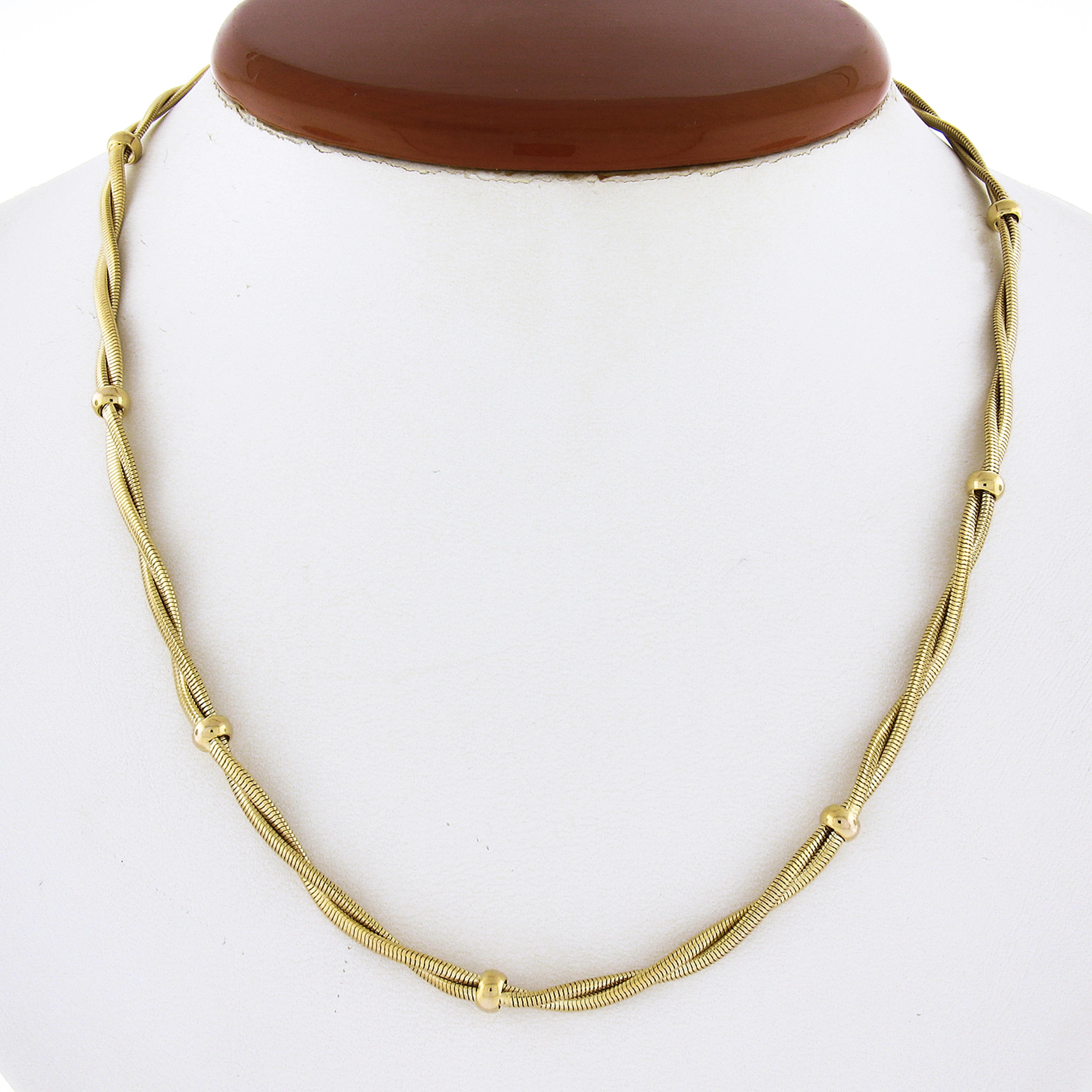 Italienische 14k Gold geflochtene Schlange Link Kette Halskette mit polierten Abschnitten Damen