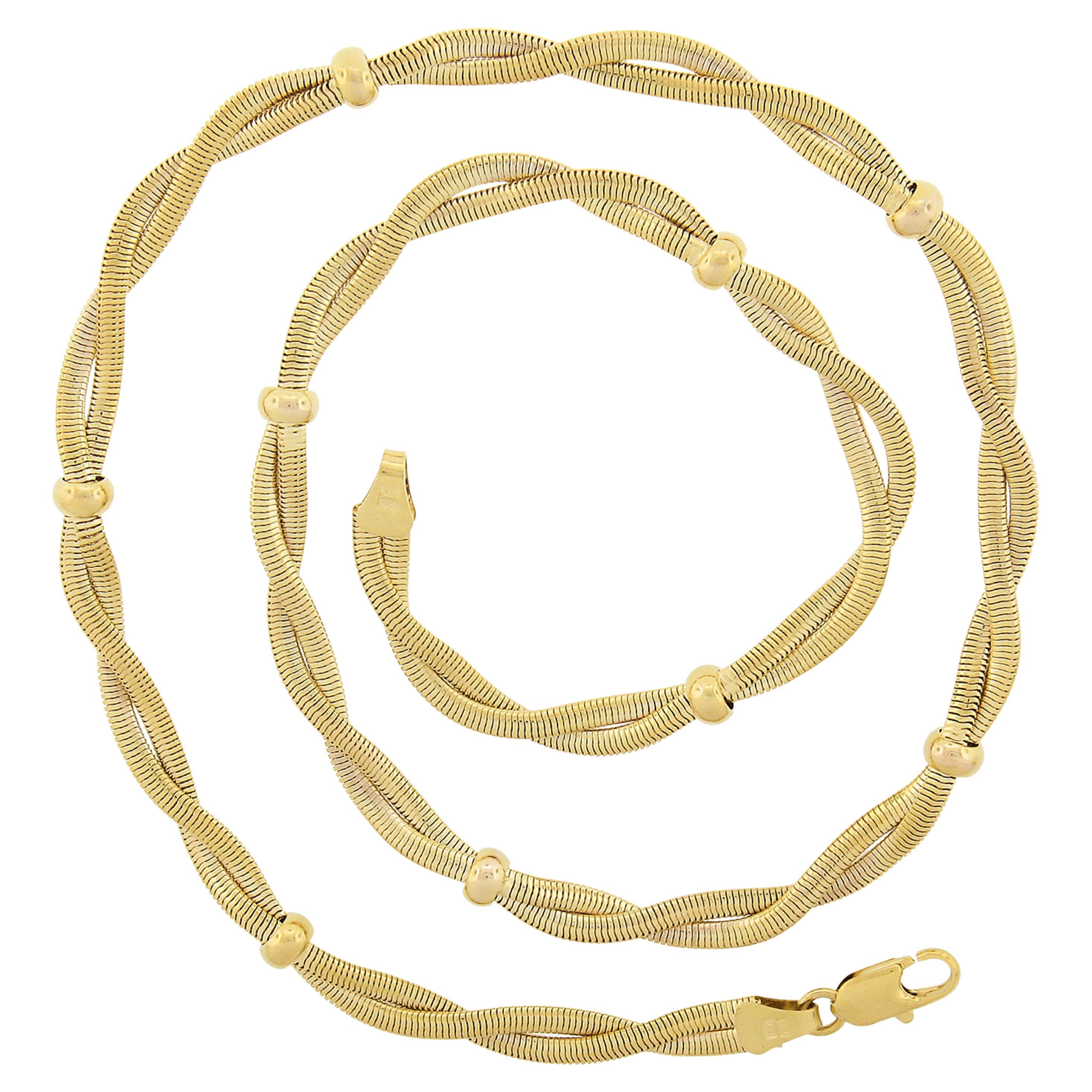 1stDibs - Solid 18K Polished & Brushed Finish Geometric Link Necklace Yellow Gold