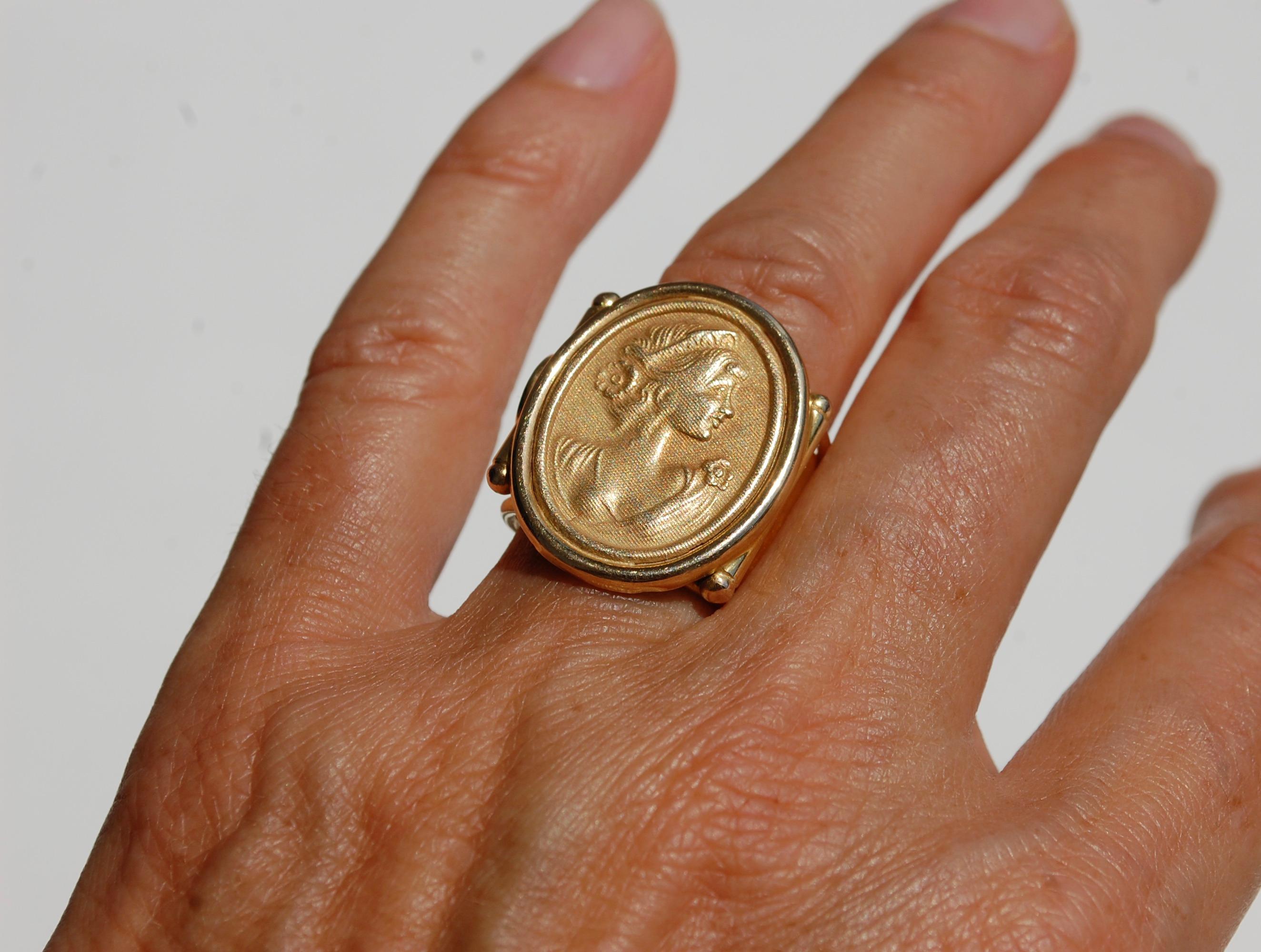 14k gold cameo ring
