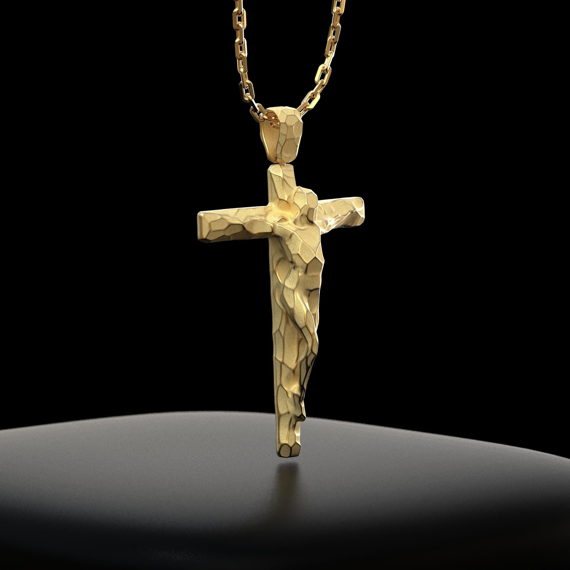 Italienischer 14 Karat Gold Kreuz-Anhänger mit Rolo-Kette  Für Männer  nur auf Bestellung. im Angebot 13