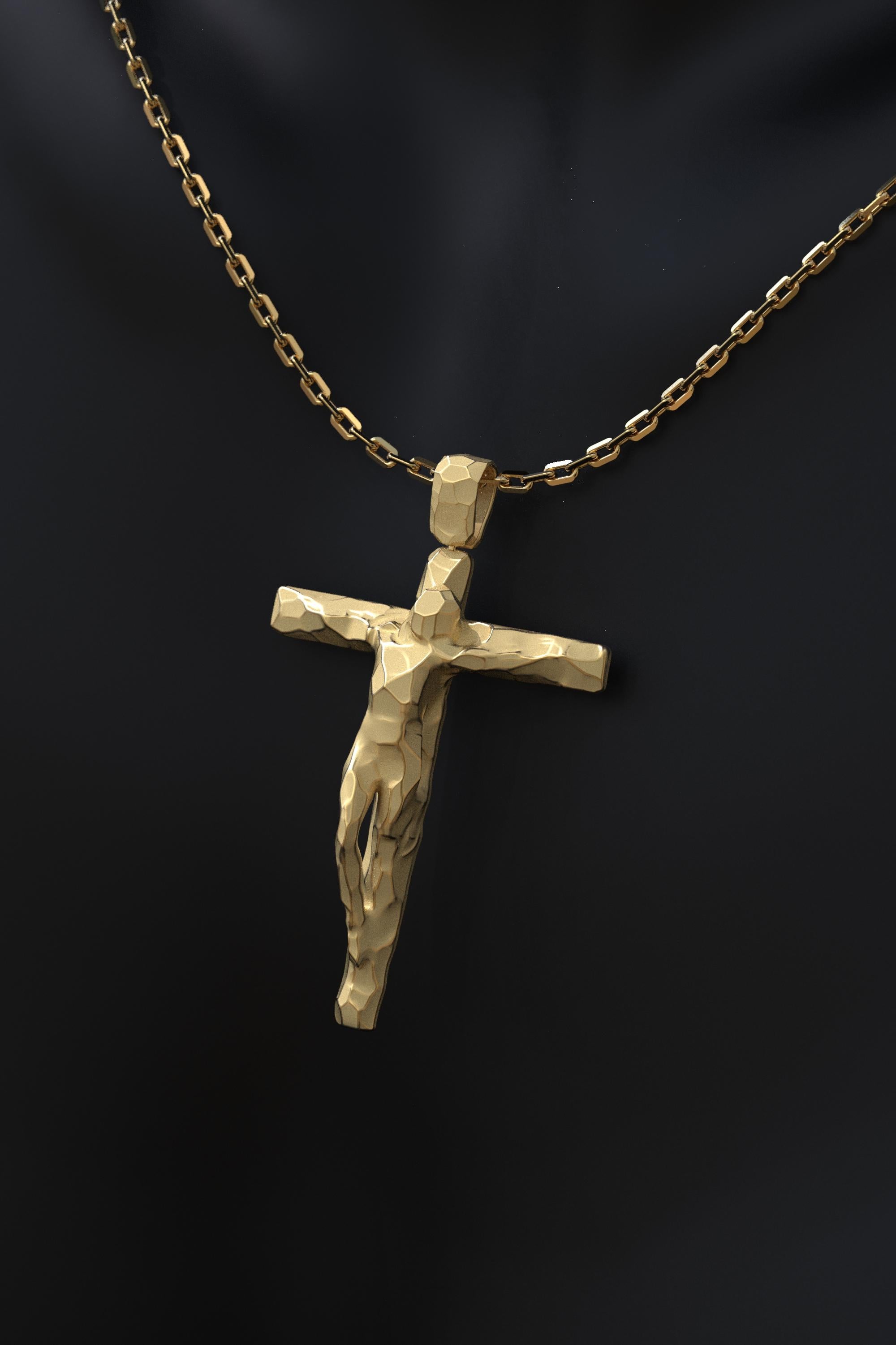 Collier pendentif en forme de croix en or 14 carats italien pour hommes, fabriqué sur commande. Neuf - En vente à Camisano Vicentino, VI