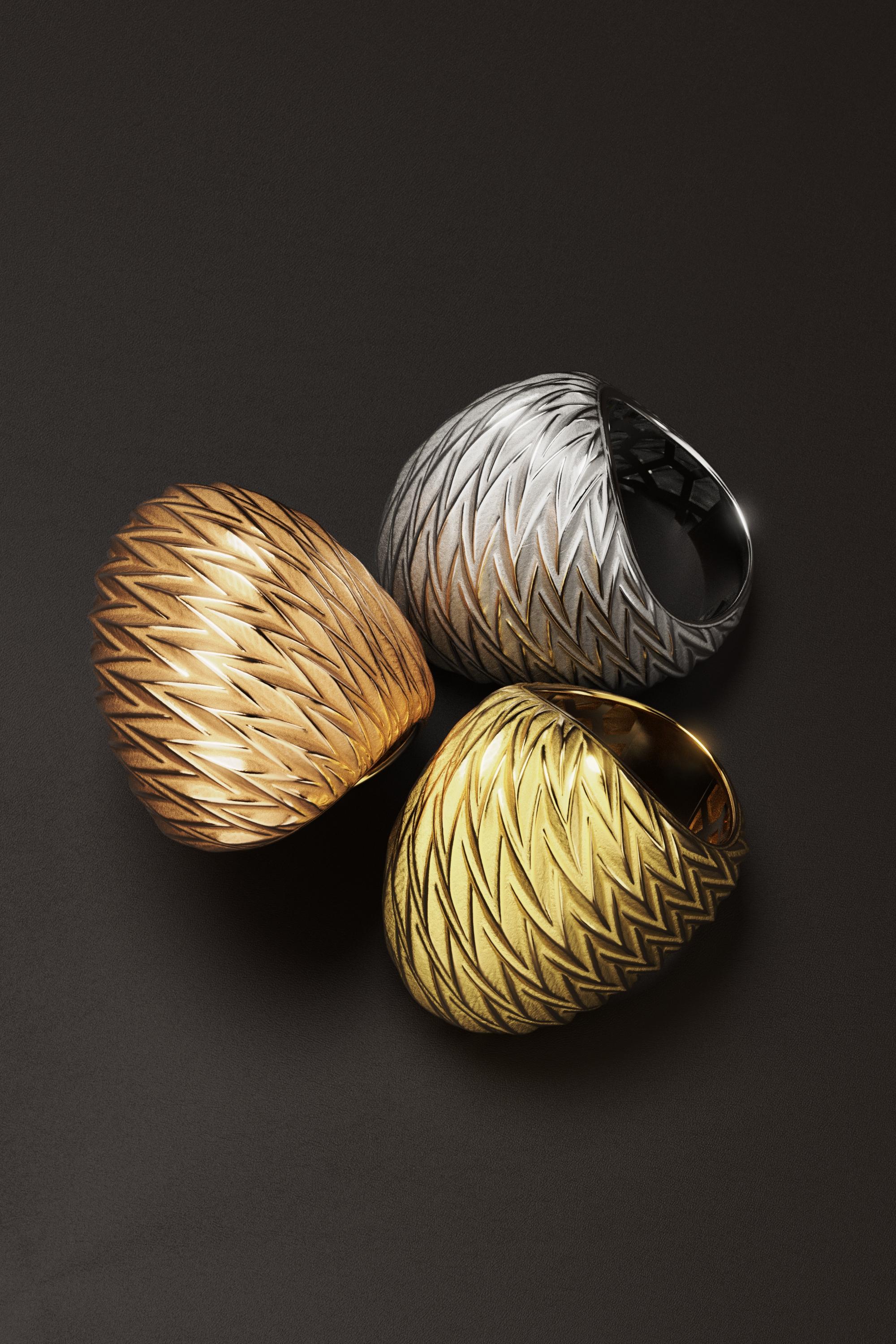 in vendita:  Anello a cupola in oro italiano 14k con struttura moderna, finitura smerigliata e lucida 7