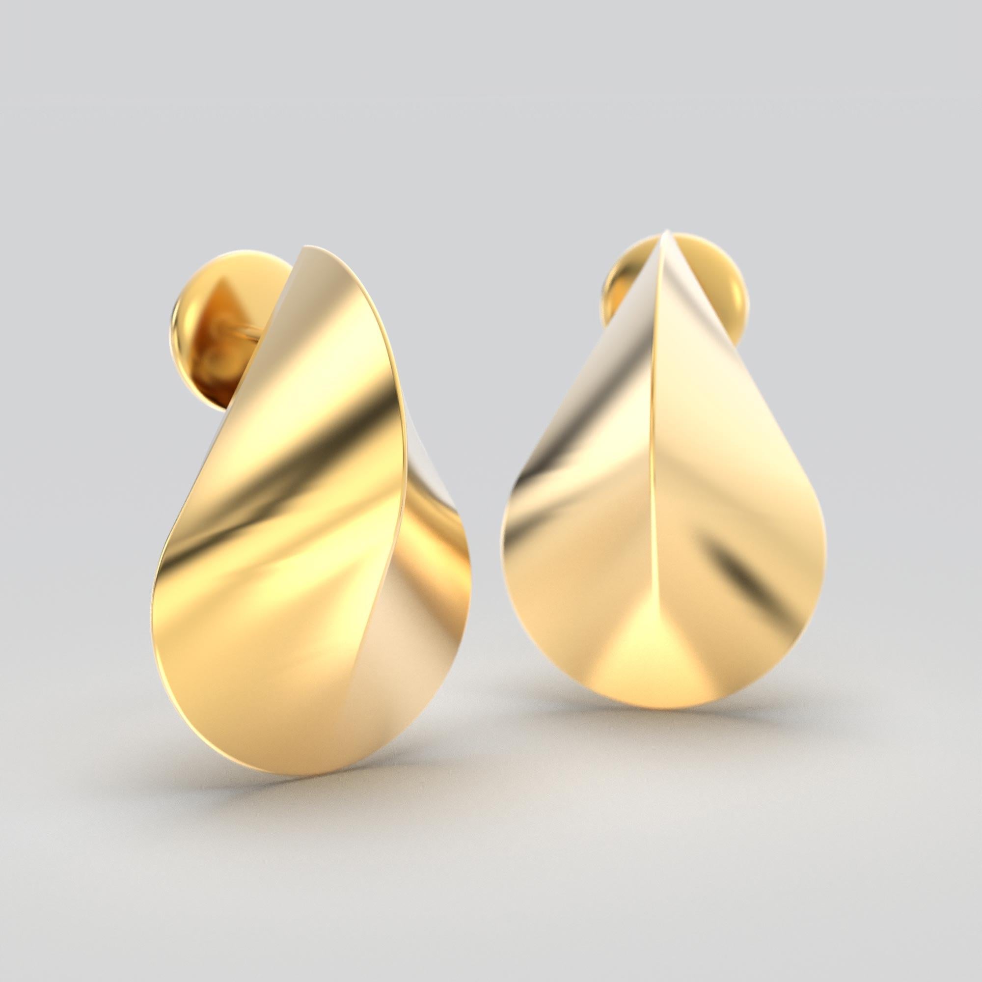 Italian 14k Gold Earrings, Modern Elegant Earrings by Oltremare Gioielli In New Condition For Sale In Camisano Vicentino, VI