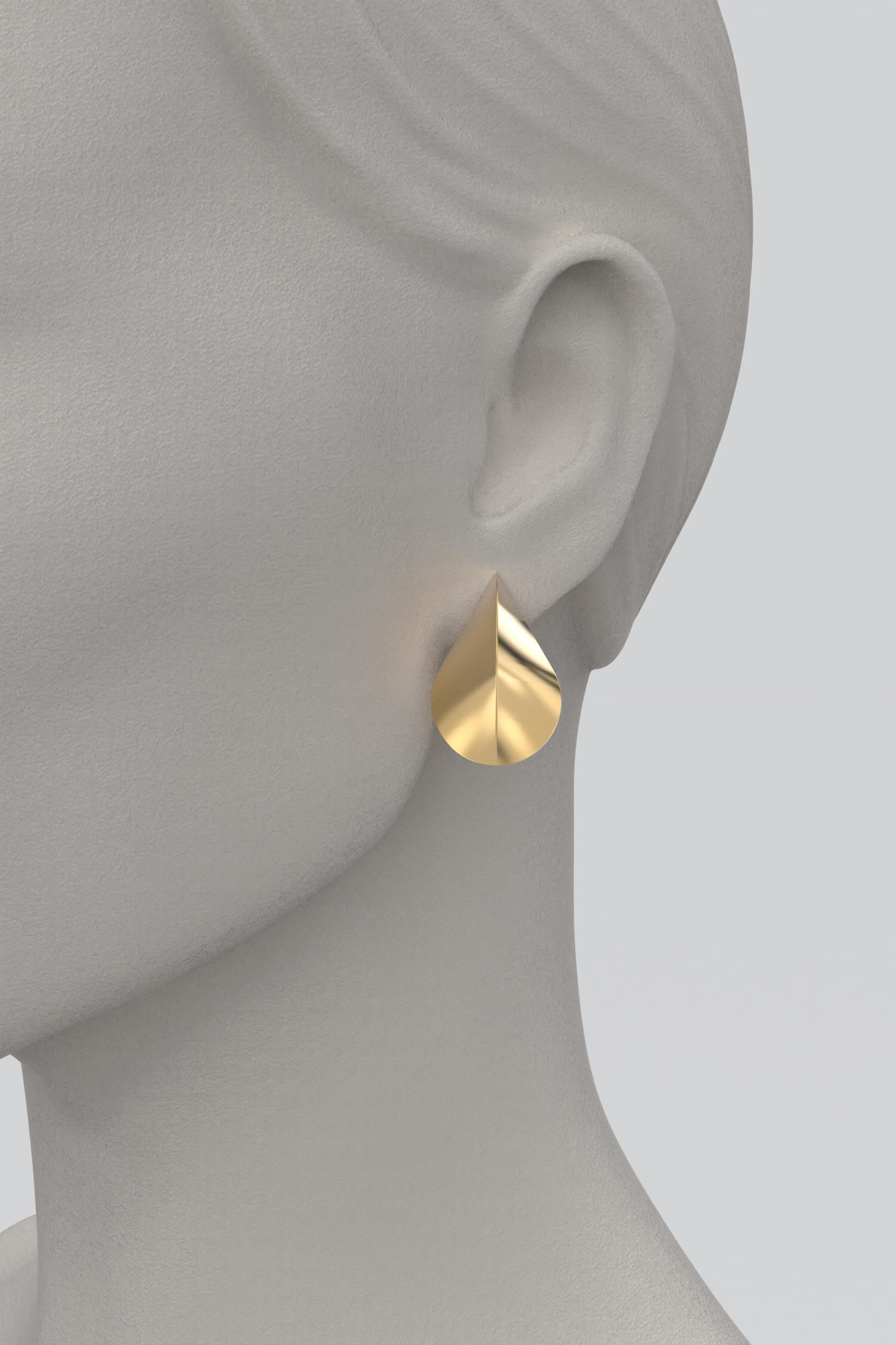 Women's Italian 14k Gold Earrings, Modern Elegant Earrings by Oltremare Gioielli For Sale