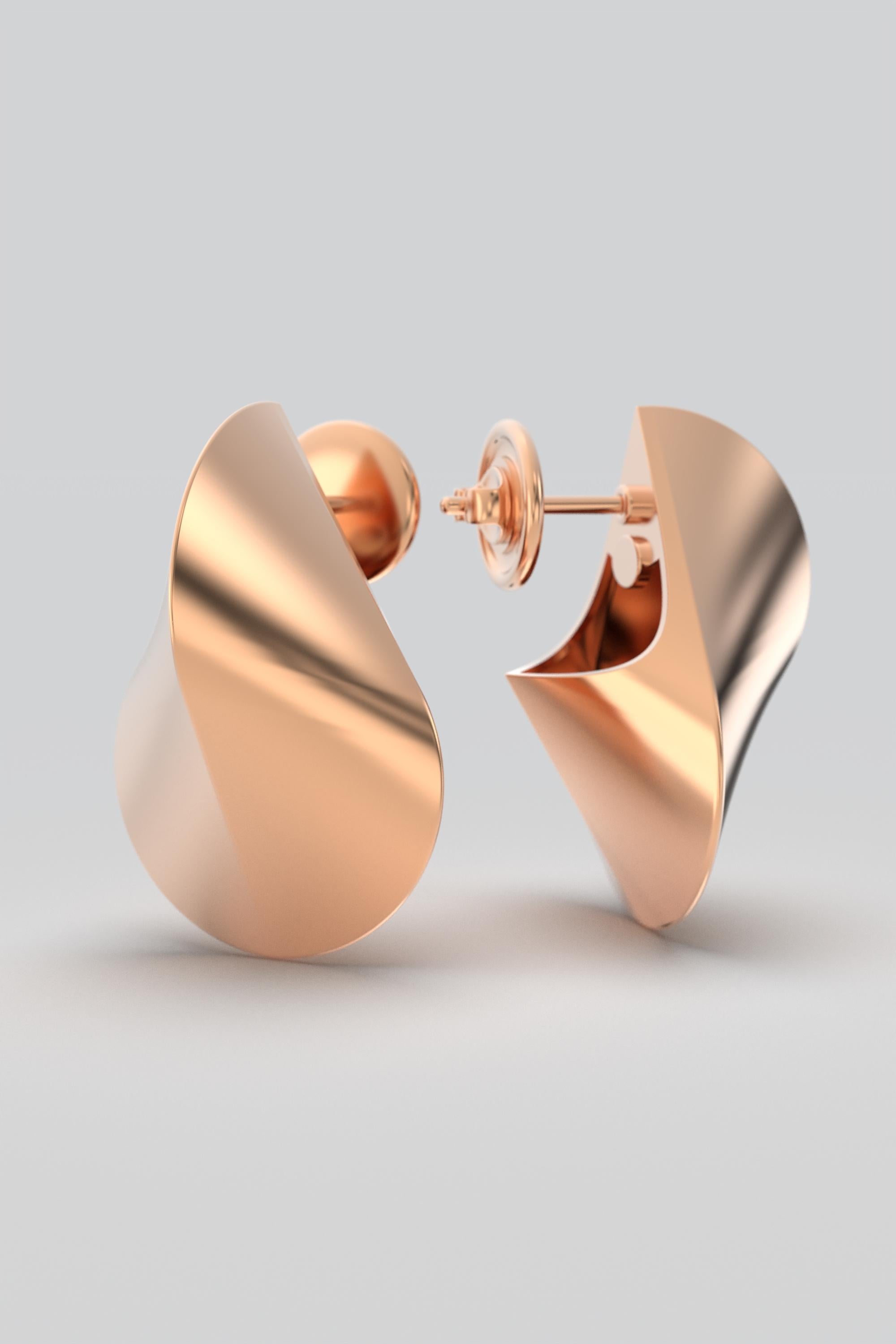 Italienische Ohrringe aus 14 Karat Gold, moderne, elegante Ohrringe von Oltremare Gioielli im Angebot 3