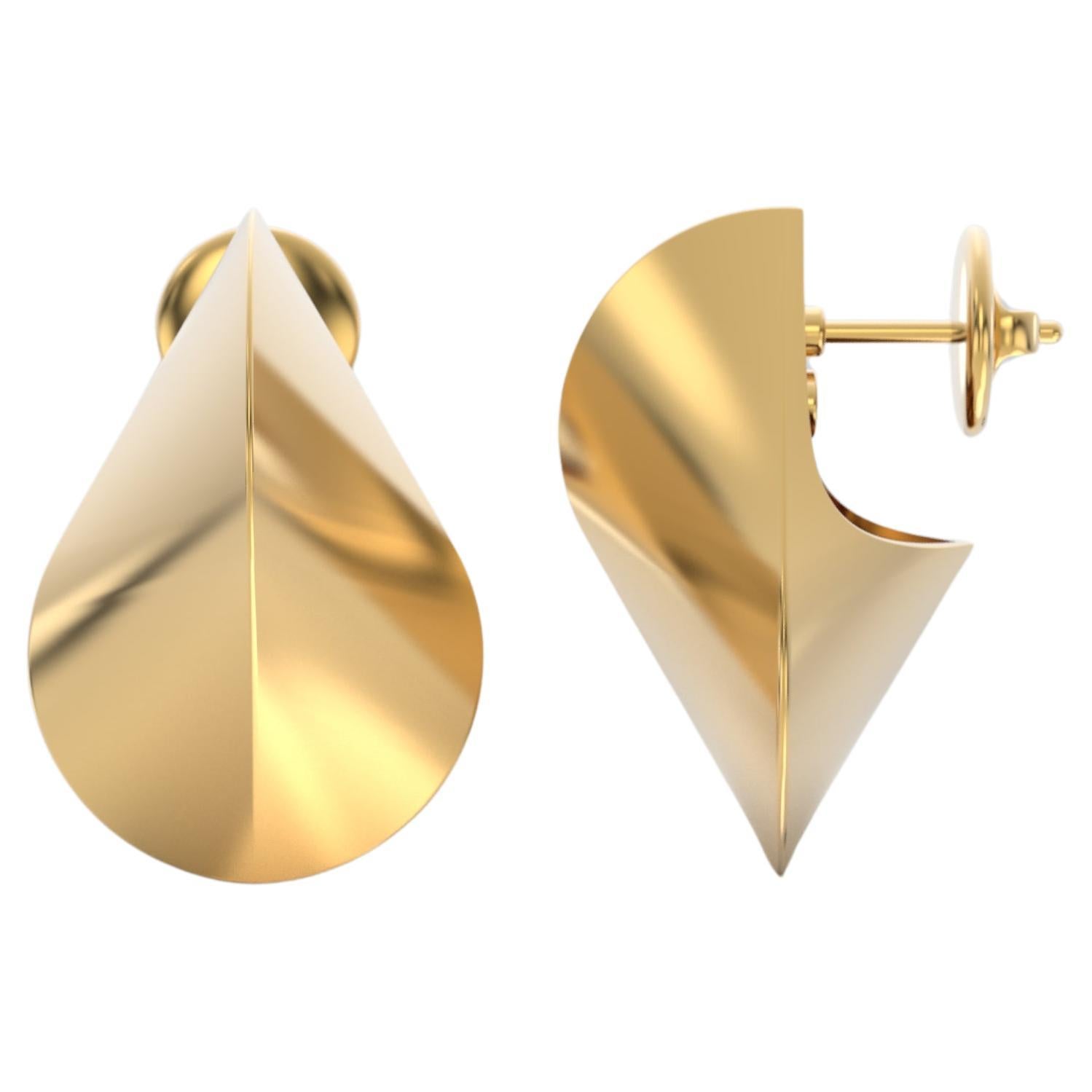 Italian 14k Gold Earrings, Modern Elegant Earrings by Oltremare Gioielli For Sale