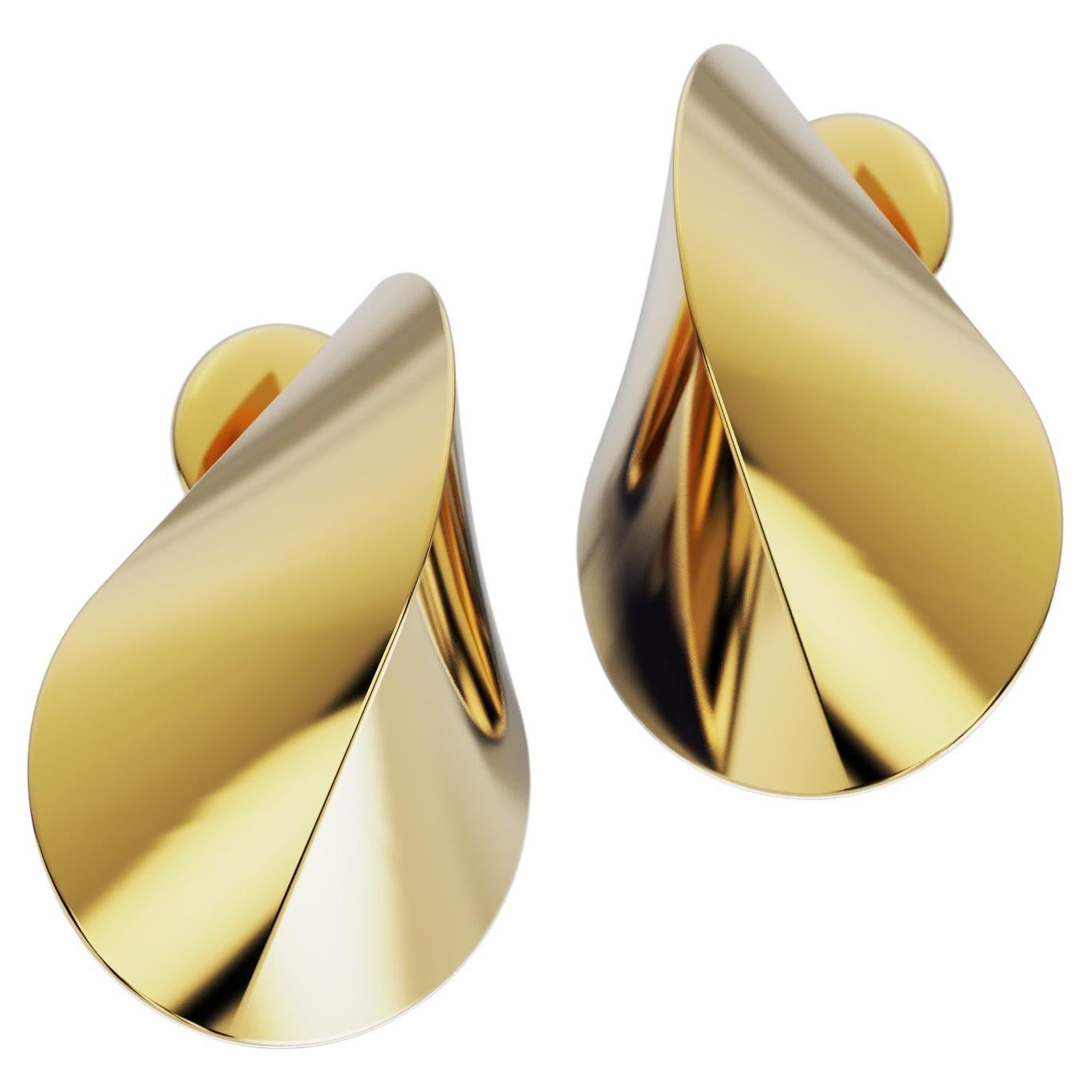 Italian 14k Gold Earrings, Modern Elegant Earrings by Oltremare Gioielli