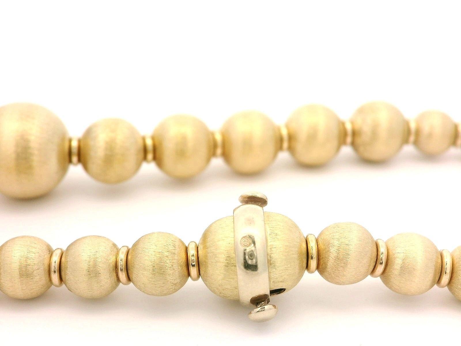 Chaîne à maillons collier boule italienne en or 14 carats, finition satinée brossée graduée en vente 2