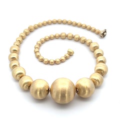 Chaîne à maillons collier boule italienne en or 14 carats, finition satinée brossée graduée