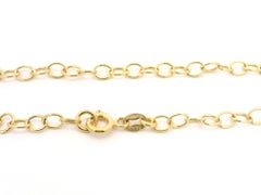 Italian 14k Gold Large Concentric Circles Open Pendant Cable Link Chain Necklace