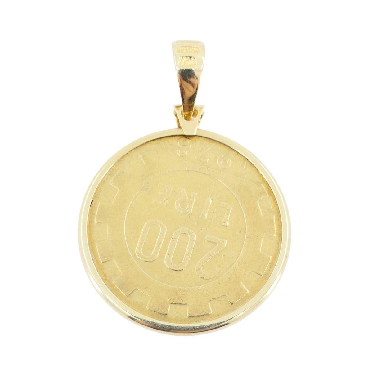 Italian 14k Gold Lire Coin Pendant For Sale 6