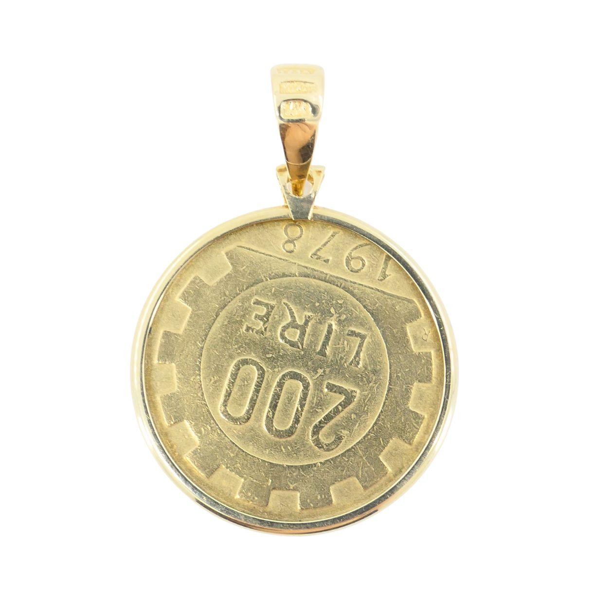 Italian 14k Gold Lire Coin Pendant For Sale 7