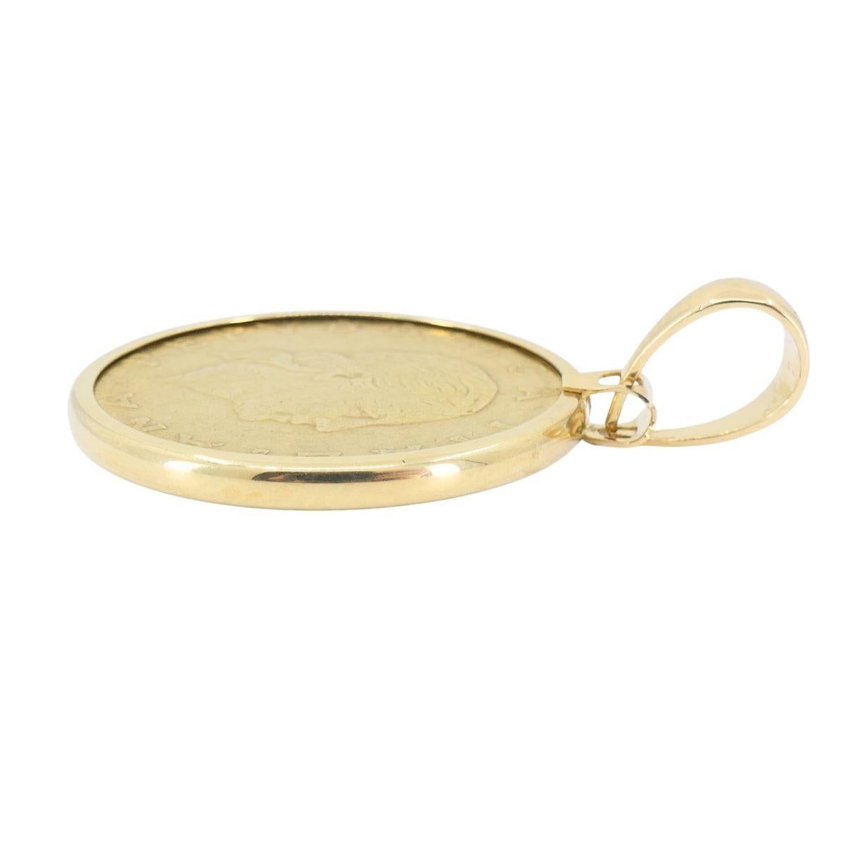 Italian 14k Gold Lire Coin Pendant For Sale 1