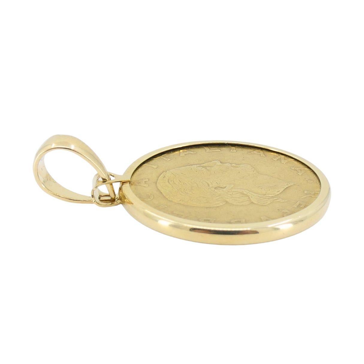 Italian 14k Gold Lire Coin Pendant For Sale 4