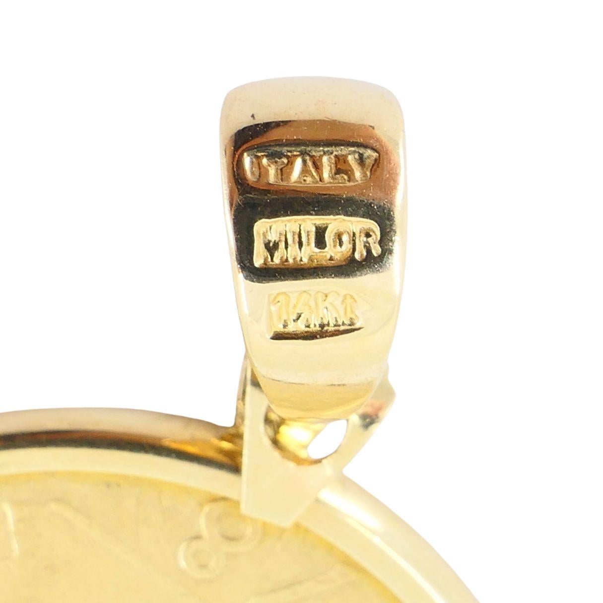 Italian 14k Gold Lire Coin Pendant For Sale 5