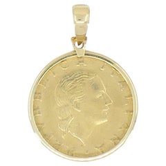 Italian 14k Gold Lire Coin Pendant