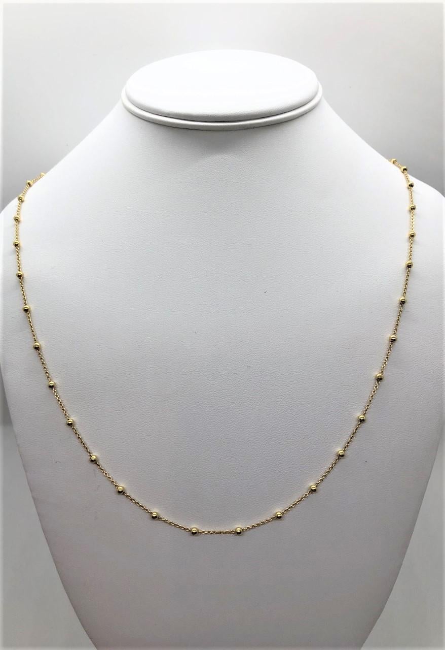 Italian 14 Karat Gold Neck Chain with Gold Bead Accent For Sale at 1stDibs