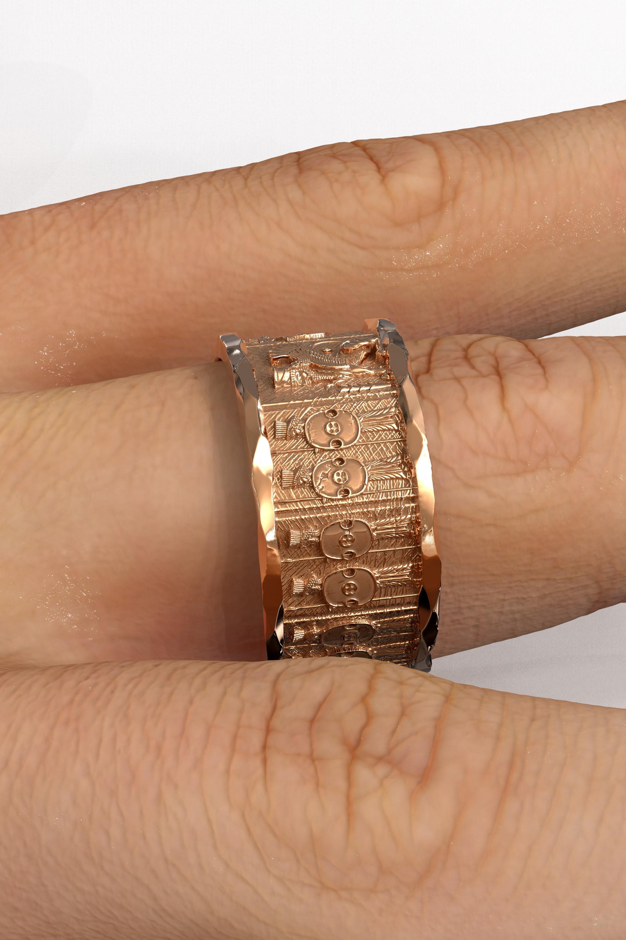 For Sale:  Italian 14k Gold Ring with Temple of Persepolis Bas-Reliefs, Persian Style Ring  7