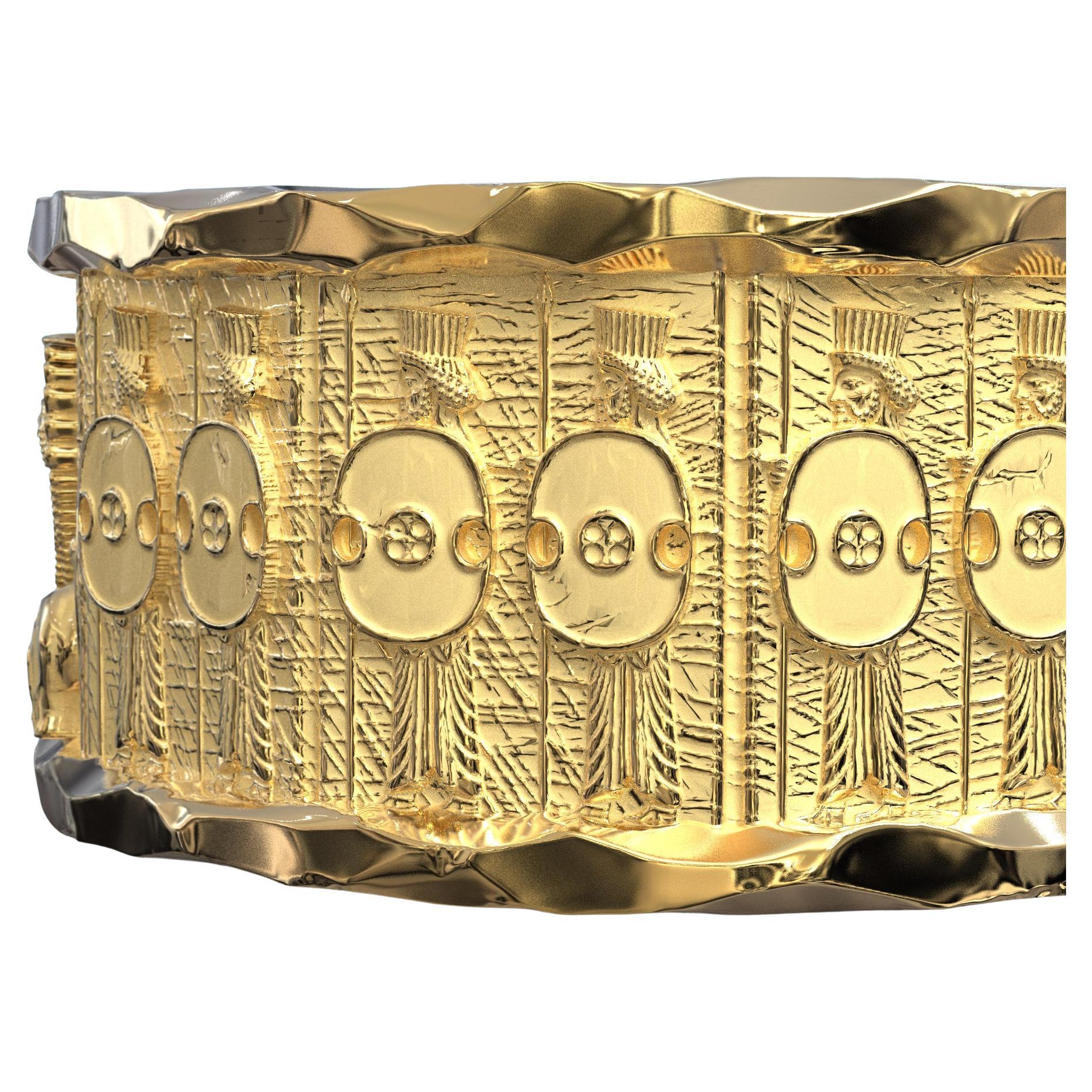 For Sale:  Italian 14k Gold Ring with Temple of Persepolis Bas-Reliefs, Persian Style Ring