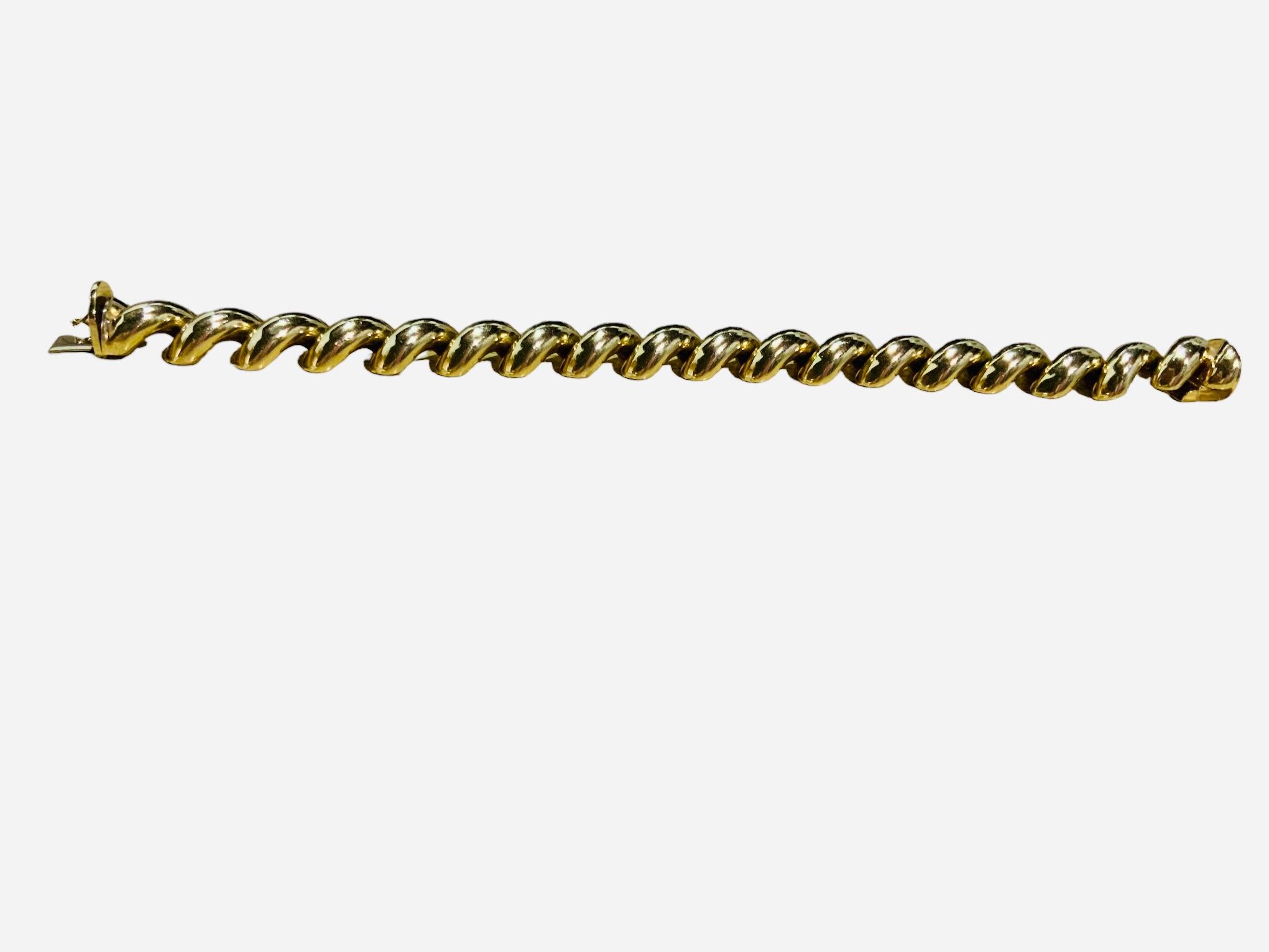 Italienisches 14 Karat Gold San Marco/Macaroni Gliederarmband für Damen oder Herren im Angebot