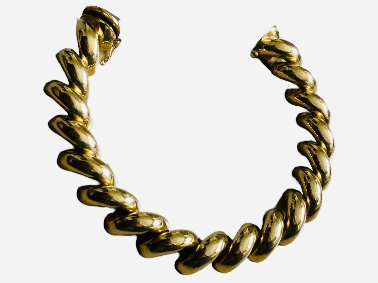 Italian 14K Gold San Marco/Macaroni Link Bracelet For Sale 2