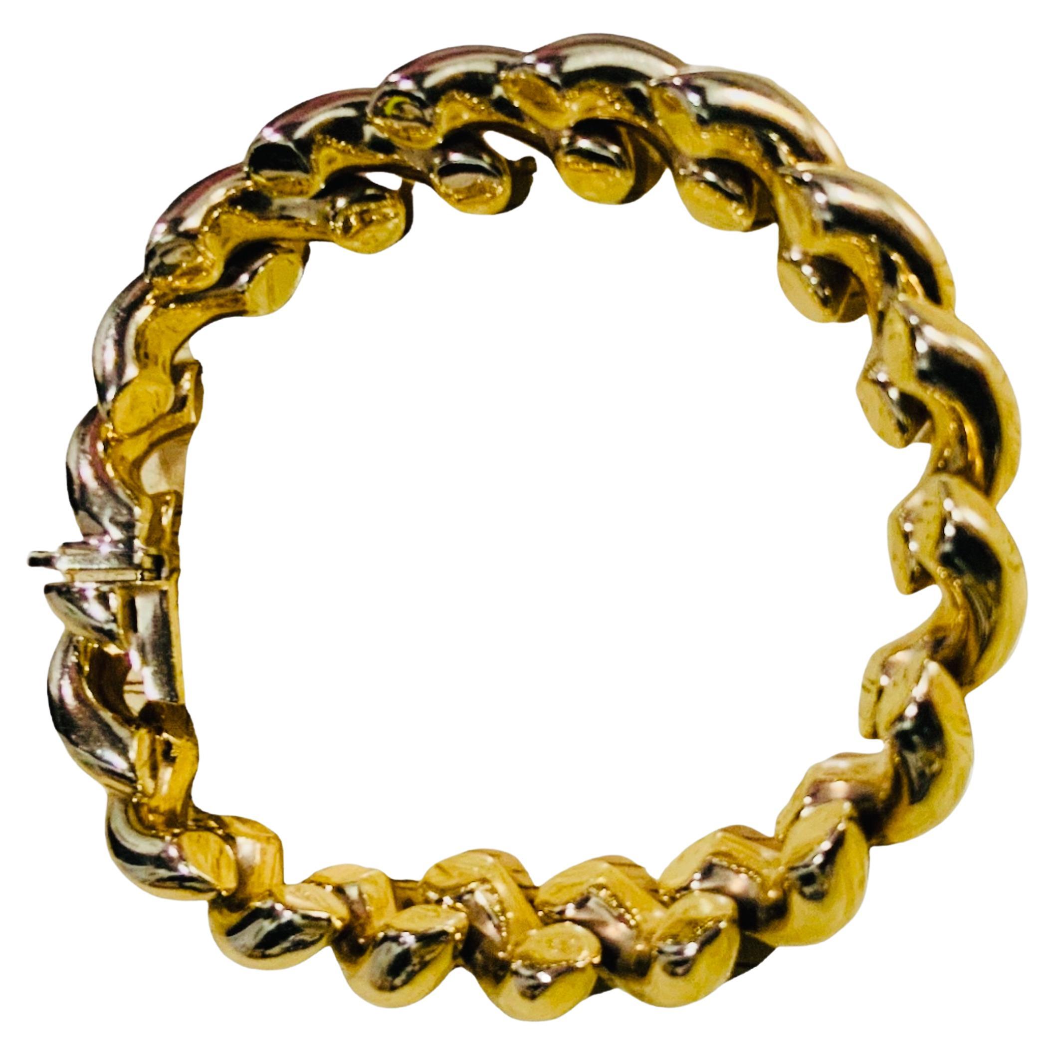 Italian 14K Gold San Marco/Macaroni Link Bracelet For Sale