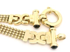 Italienisches 14k Gold Saphir-Perlen-Kugel-Gliederarmband mit übergroßem Frühlingsring-Verschluss