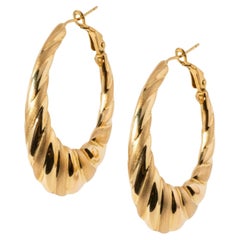 Boucles d
oreilles italiennes en or 14K festonnées attribuées à Bob Newhart d
une longueur de 1,5 pouce