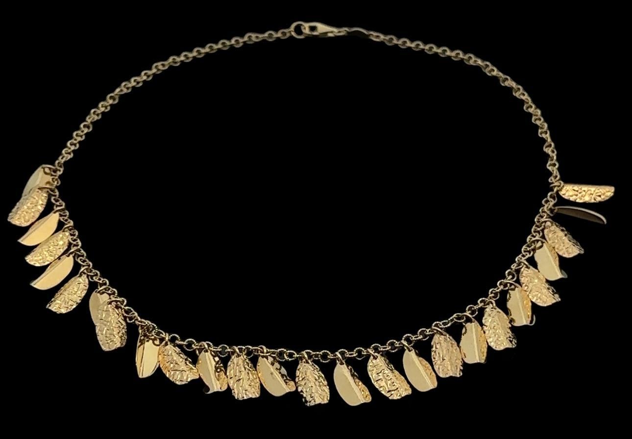 Collier italien à maillons câbles texturés en or 14 carats avec pendentif lustre Pour femmes en vente
