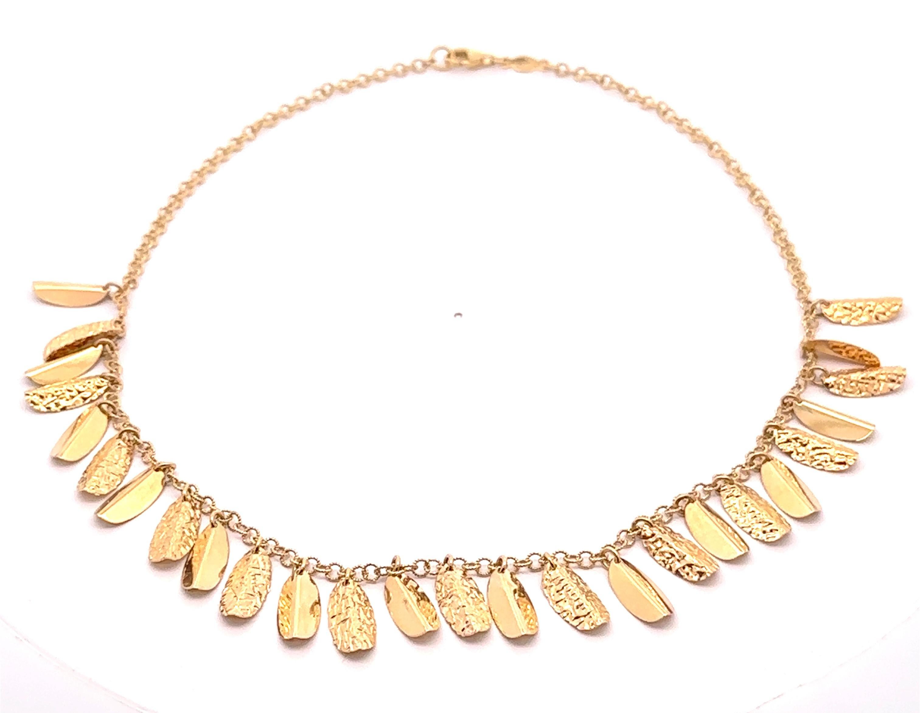 Collier italien à maillons câbles texturés en or 14 carats avec pendentif lustre en vente 3