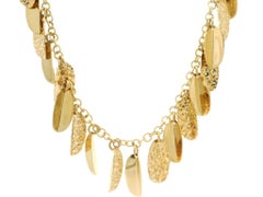Italienische 14k Gold strukturierte Kabel Link Kette w / Kronleuchter baumeln Charme Halskette