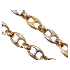 Italian 14k Gold Two Tone Link Bracelet 18.2 Grams Vintage Mariner Chain